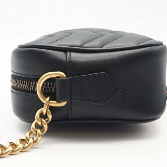 GUCCI GG Marmont Quilted Mini Bag 448065 Shoulder in Black Chevron Leather fo... - Picture 8 of 13